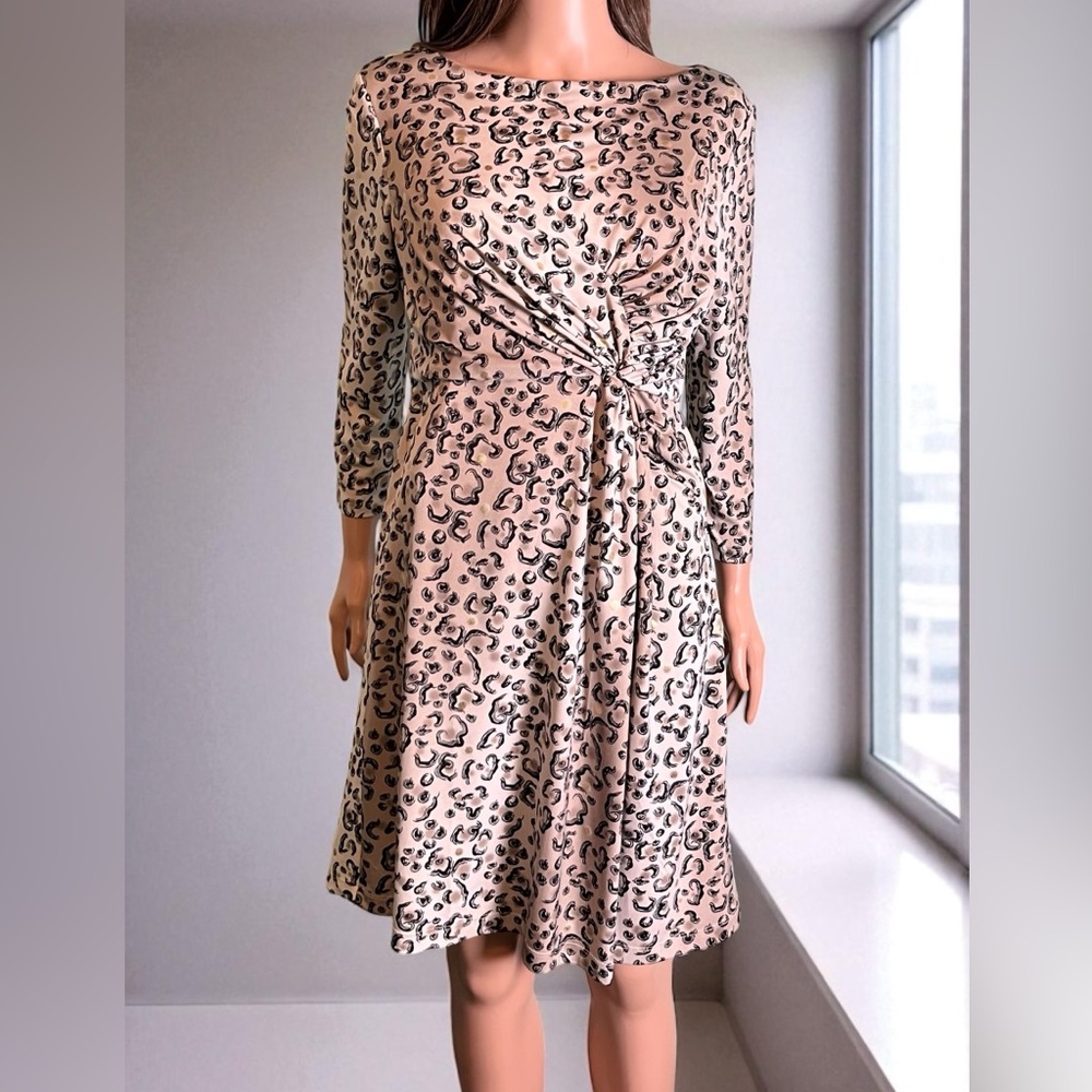 Anthropologie Tracy Negoshian Dress. Medium. Gray, Black, Gold. Washable Stretch